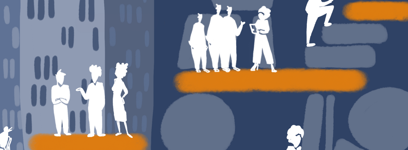 Illustration zum Forschungsbereich B „Innovation, Transformation und Organisation im Plattform-Ökosystem“ im DFG-Graduiertenkolleg 2720: "Digital Platform Ecosystems (DPE)"